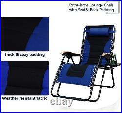 XL Folding Patio Chair Zero Gravity Lounge Chair Adjustable Patio Recliner Chair