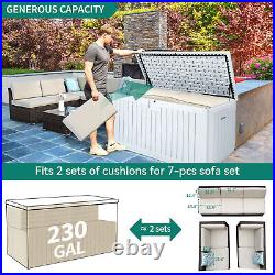 XXL 230 Gallon Large Deck Box Outdoor Storage Box Patio Furniture Cushions