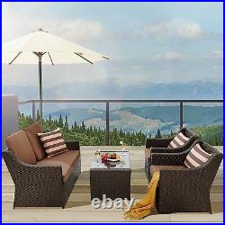 YITAHOME 4PCS Outdoor Furniture Conversation Set Garden Patio Wicker Rattan Sofa