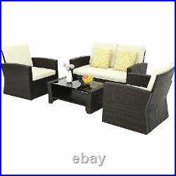 YITAHOME 4PCS Outdoor Patio Furniture Set Sectional Sofa Rattan Chair Wicker Set