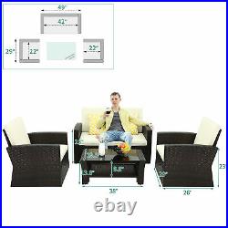 YITAHOME 4PCS Outdoor Patio Furniture Set Sectional Sofa Rattan Chair Wicker Set