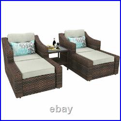 YITAHOME 5PCS Patio Wicker Furniture Outdoor Rattan Sofa Table Conversation Set