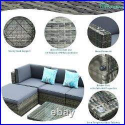 YITAHOME 5Pcs Outdoor Patio Sofa Rattan Wicker Cushion Couch Sectional Set Chair