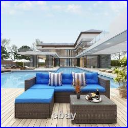 YITAHOME 5Pcs Rattan Wicker Sofa Cushioned Couch Outdoor Furniture Sectional Set