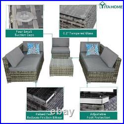 YITAHOME 6Pcs Rattan Wicker Sofa Outdoor Cushioned Couch Sectional Set Patio
