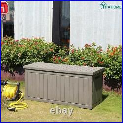 YITAHOME 76 Gallon Resin Deck Box Bin Storage Organizer for Patio Garden Outdoor