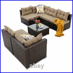 YITAHOME 7PCS Outdoor Patio Furniture Set Sectional Sofa Rattan Chair Wicker Set