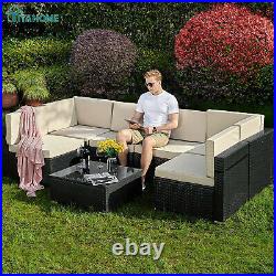YITAHOME 7PCS Outdoor Patio Sectional Furniture PE Wicker Rattan Sofa Set Garden