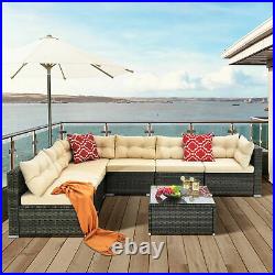 YITAHOME 7PCS Patio Wicker Furniture Outdoor Rattan Sofa Garden Conversation Set