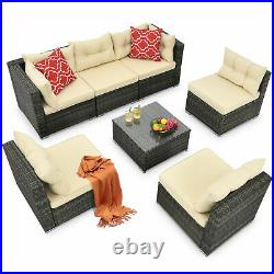 YITAHOME 7PCS Patio Wicker Furniture Outdoor Rattan Sofa Garden Conversation Set