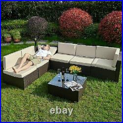 YITAHOME 7 PCS Outdoor Furniture Set Patio Rattan Wicker Sofa Table Garden Brown