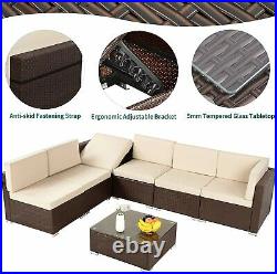 YITAHOME 7 PCS Outdoor Furniture Set Patio Rattan Wicker Sofa Table Garden Brown
