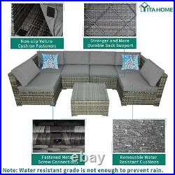 YITAHOME 7pcs Outdoor Patio Sofa Set PE Rattan Wicker Sectional Furniture Couch