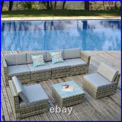 YITAHOME 7x Patio Sofa Set Rattan Wicker Chair Sectional Cushioned Couch Outdoor