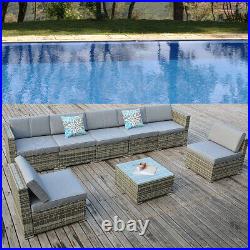 YITAHOME 8pcs Outdoor Patio Sofa Set PE Rattan Wicker Sectional Furniture Couch