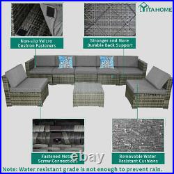 YITAHOME 8pcs Outdoor Patio Sofa Set PE Rattan Wicker Sectional Furniture Couch