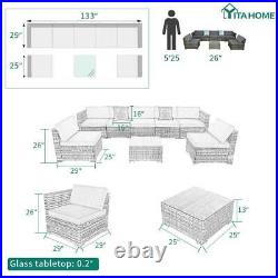 YITAHOME 8x Patio Sofa Set Sectional Furniture Rattan Wicker Cushion Couch Yard