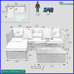YITAHOME Patio Sofa Set 5Pcs Outdoor Furniture Set Rattan Wicker Cushion Couch