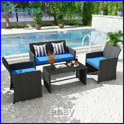 YITAHOME Patio Wicker Furniture Outdoor 4Pcs Rattan Sofa Garden Conversation Set