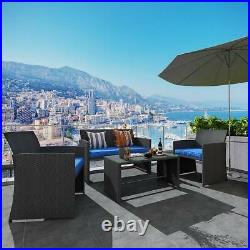 YITAHOME Patio Wicker Furniture Outdoor 4Pcs Rattan Sofa Garden Conversation Set