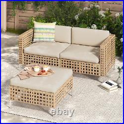 YODOLLA Outdoor Patio Furniture Set Conversation Sectional withThick Cushions