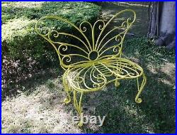 Yellow Metal Garden Bench Butterfly Chair Garden Decor Seat For Two People