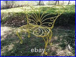 Yellow Metal Garden Bench Butterfly Chair Garden Decor Seat For Two People
