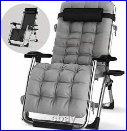 Zero Gravity Chair Portable Lounge Chair Folding Patio Recliner WithCup Holder+Mat