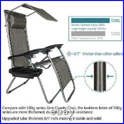 Zero Gravity Folding Patio Lounge Beach Chairs with Canopy Cup Holder